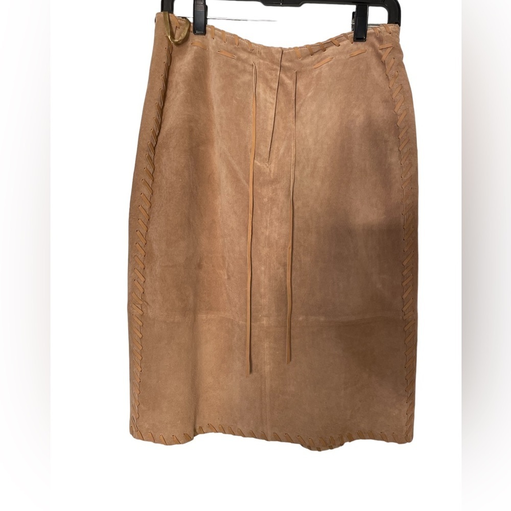 VTG for joseph tan 100 suede midi skirt size 28 boho - Picture 1 of 11